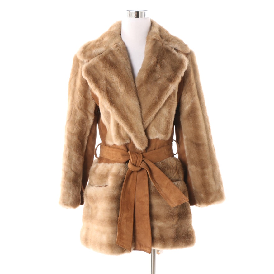Vintage London Leathers by Lilli Ann Suede and Faux Fur Wrap Coat