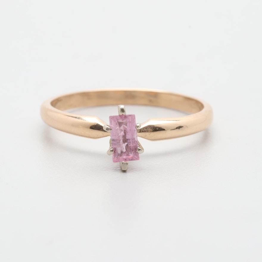14K Yellow Gold Pink Sapphire Ring