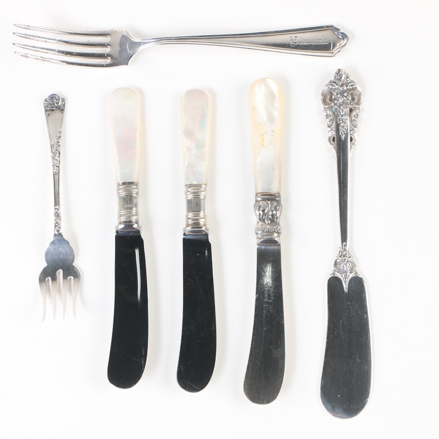 Wallace "Grande Baroque" Butter Spreader and Other Sterling Flatware