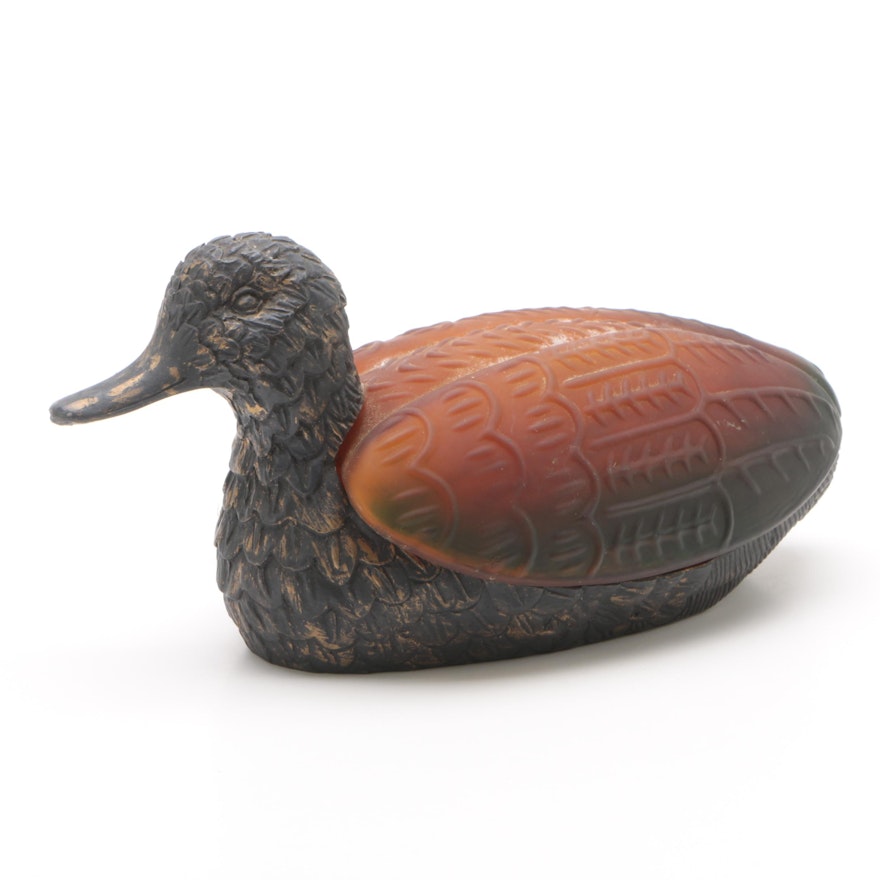 Figurative Duck Accent Lamp with Amber Colored Glass Wings