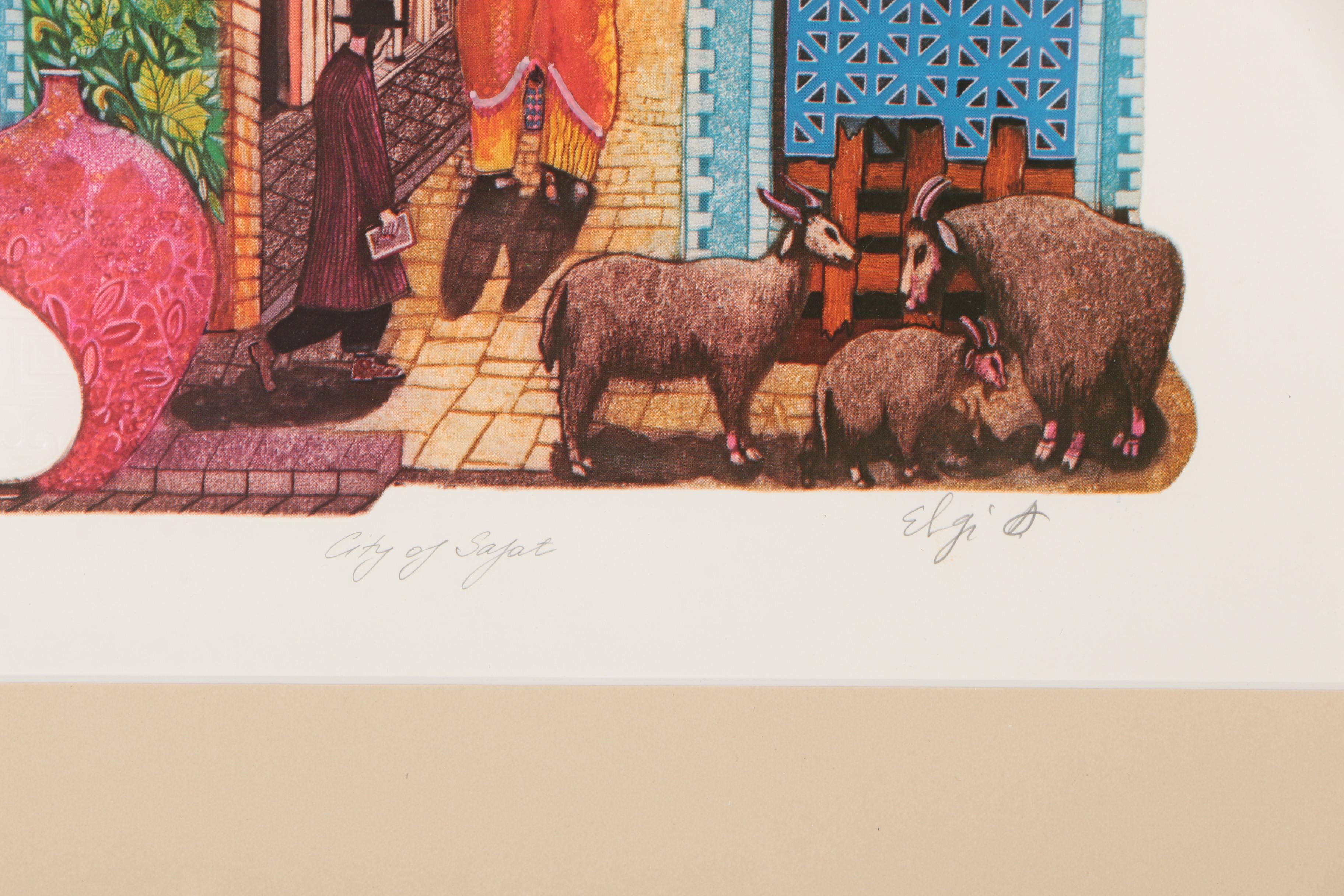 Amram Egbi Foil Embossed Offset Lithograph "City of Safat"