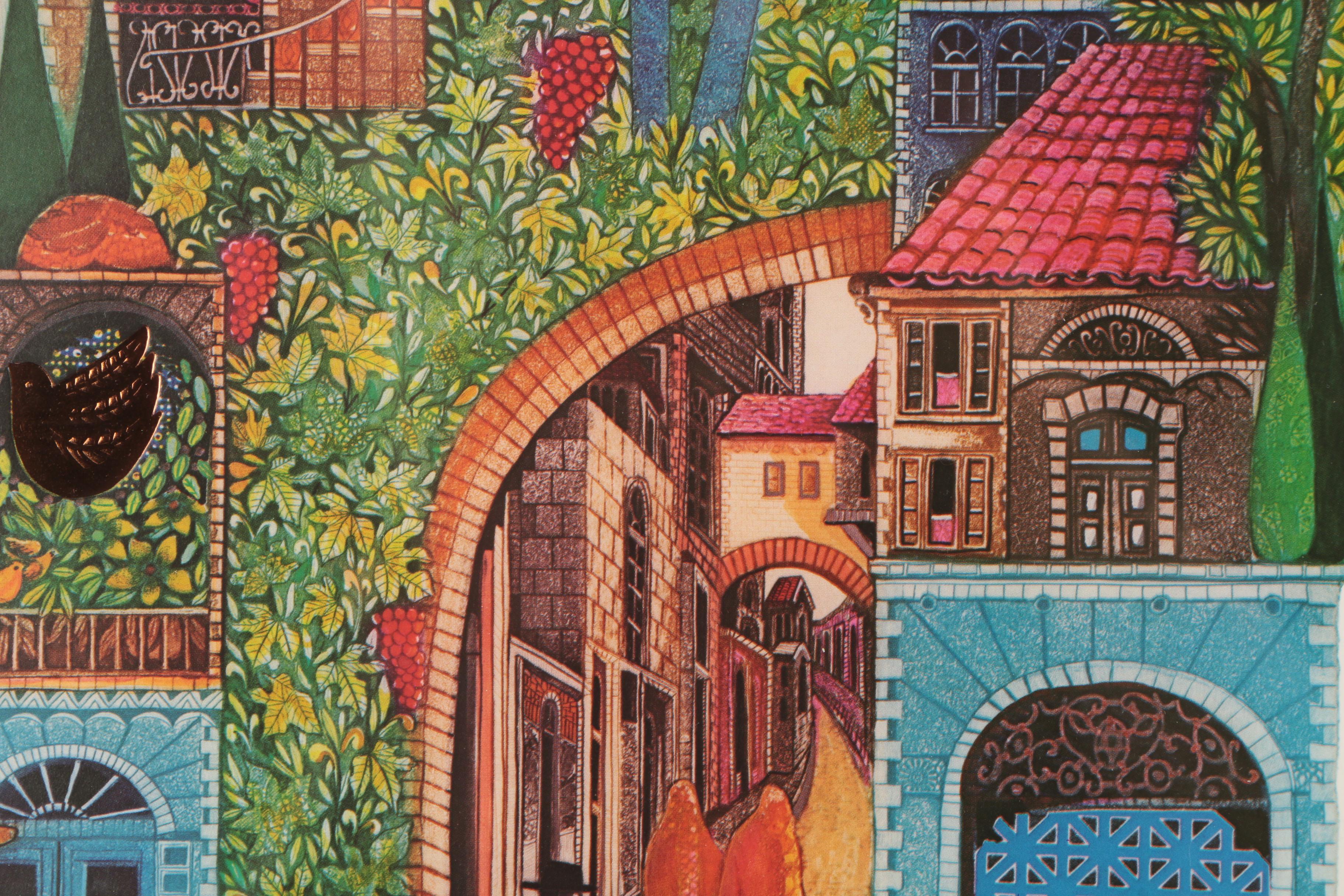 Amram Egbi Foil Embossed Offset Lithograph "City of Safat"
