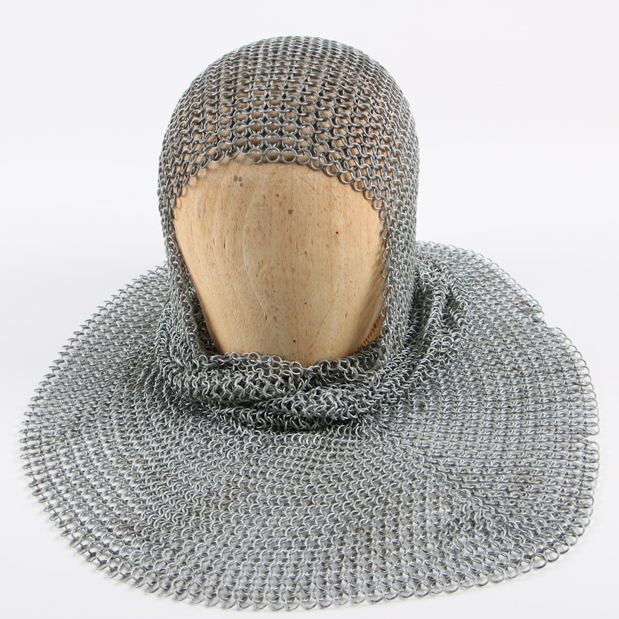 Chainmail Coif with Wooden Form