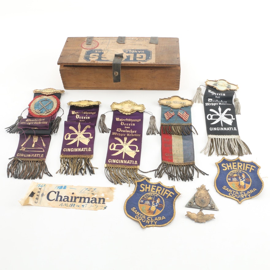 Near Antique Cincinnati German Support Society Ribbons and More