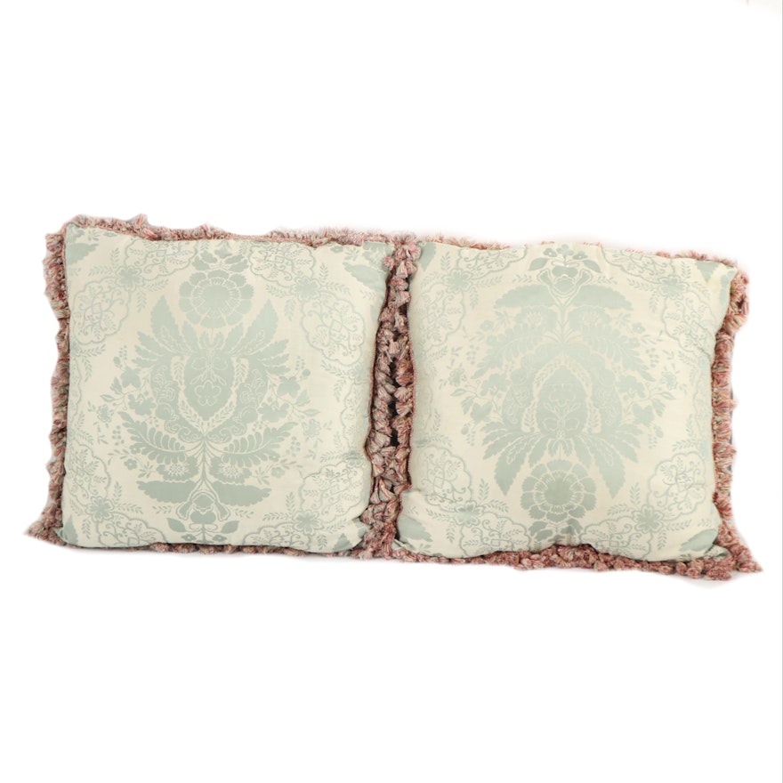 Damask and Moire Throw Pillows with Fringe