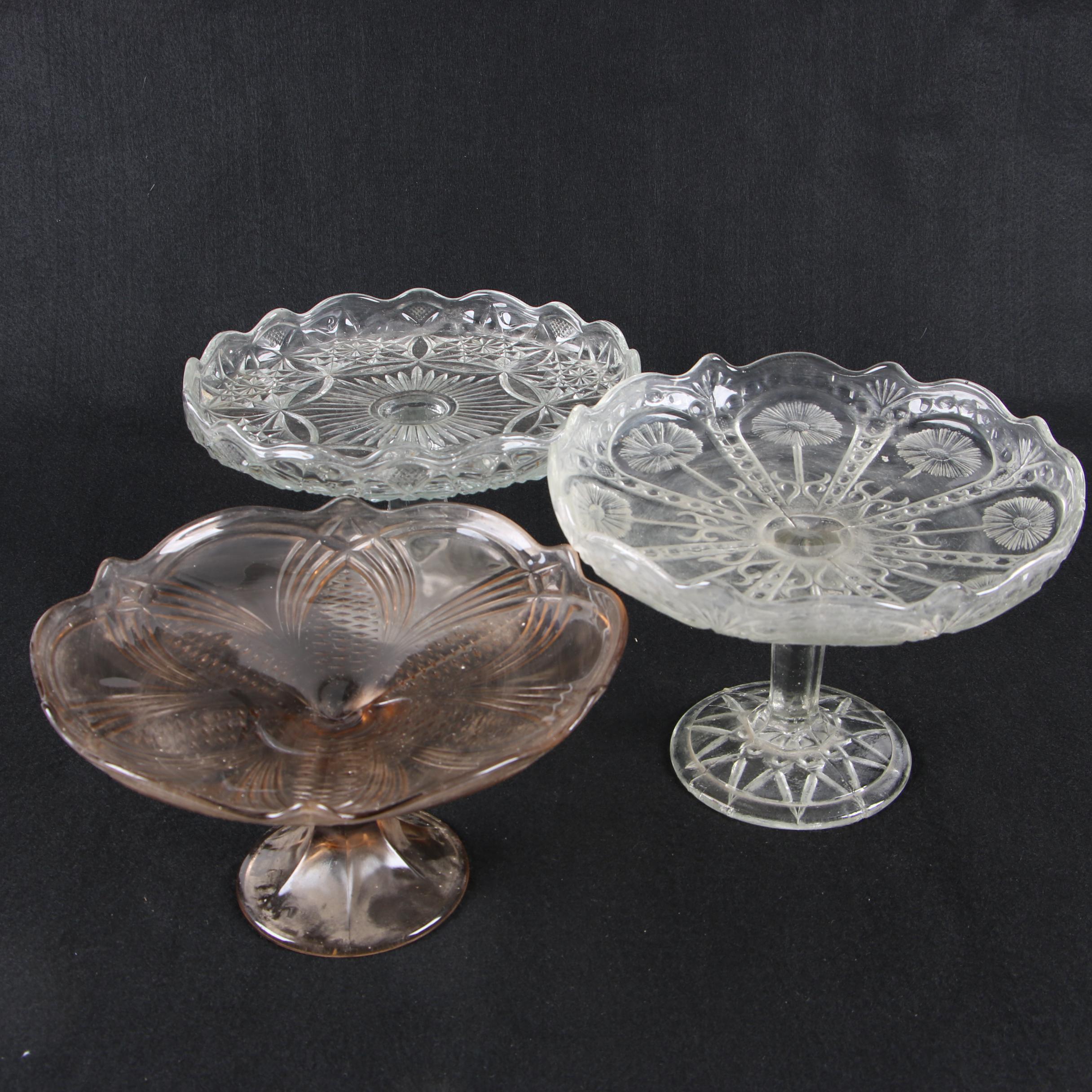 Vintage Pressed Glass Compotes