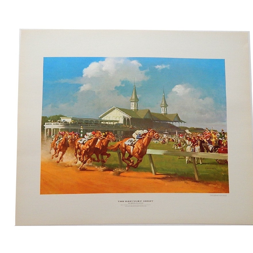 Unframed 1963 Haddon Sundblom Offset Lithograph Print "The Kentucky Derby"