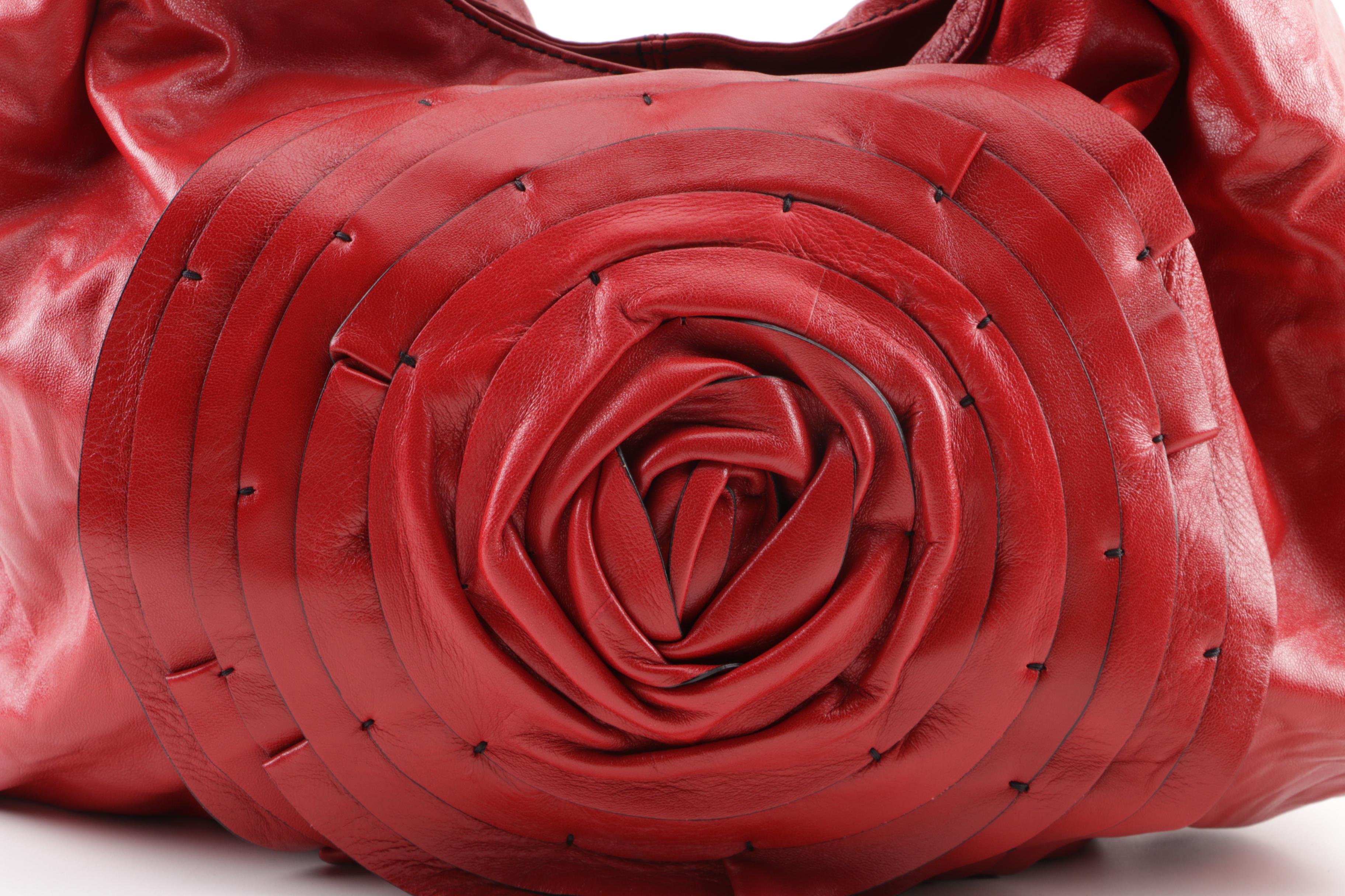 Valentino Garavani Petale Red Leather Hobo Bag