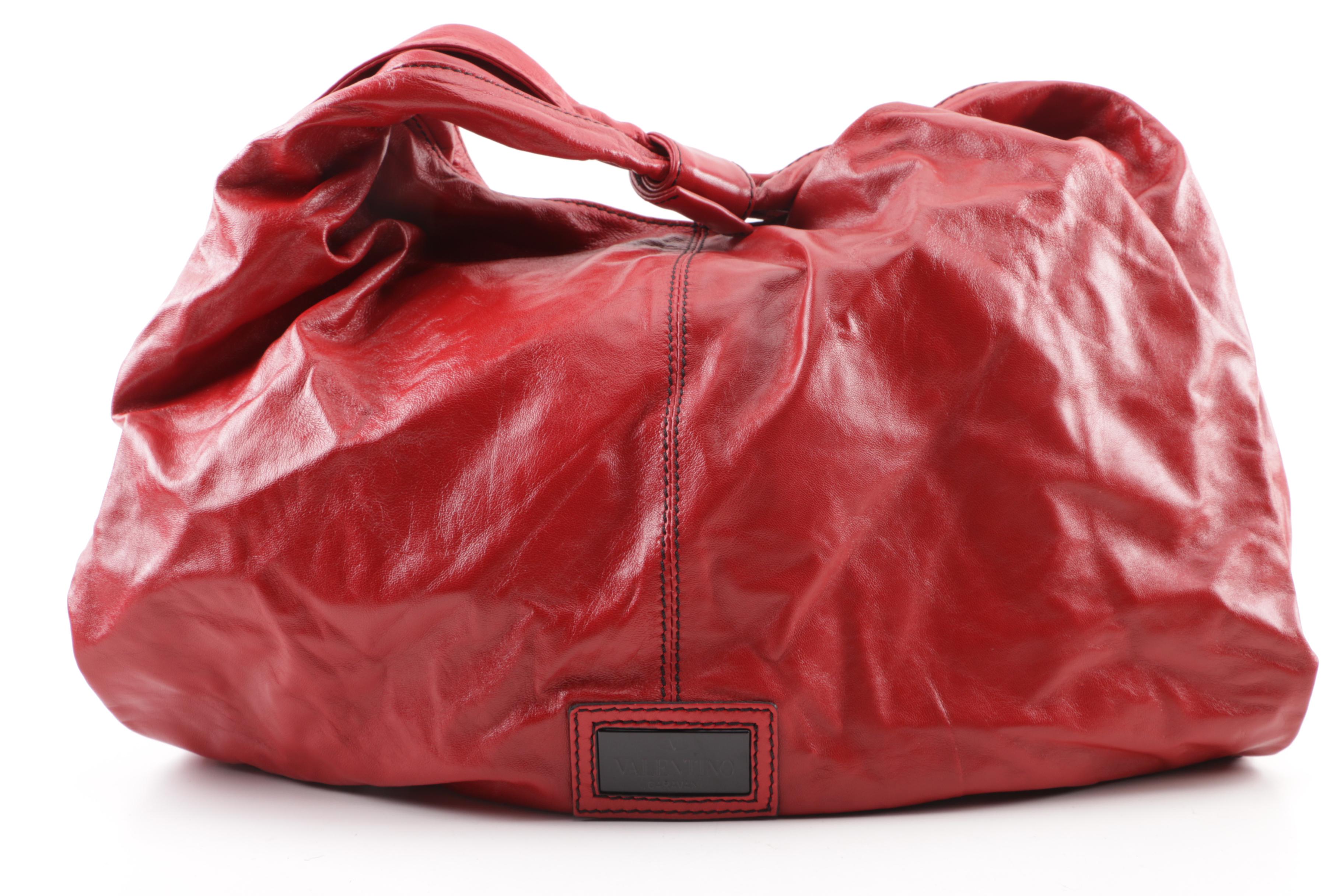 Valentino Garavani Petale Red Leather Hobo Bag