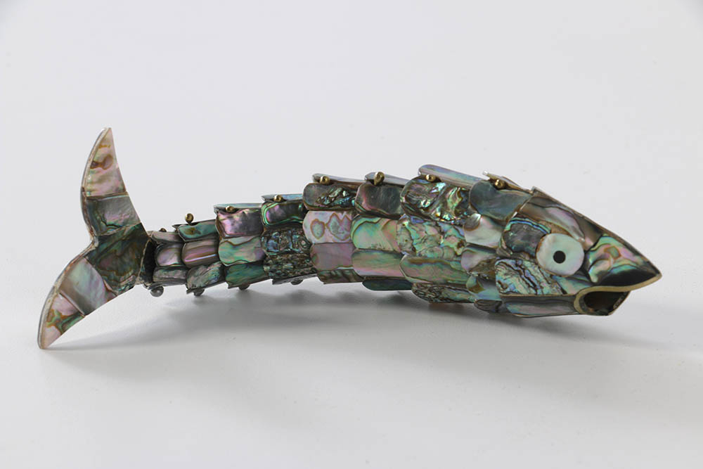 Vintage 1960's Abalone Shell Fish Form Bottle Opener