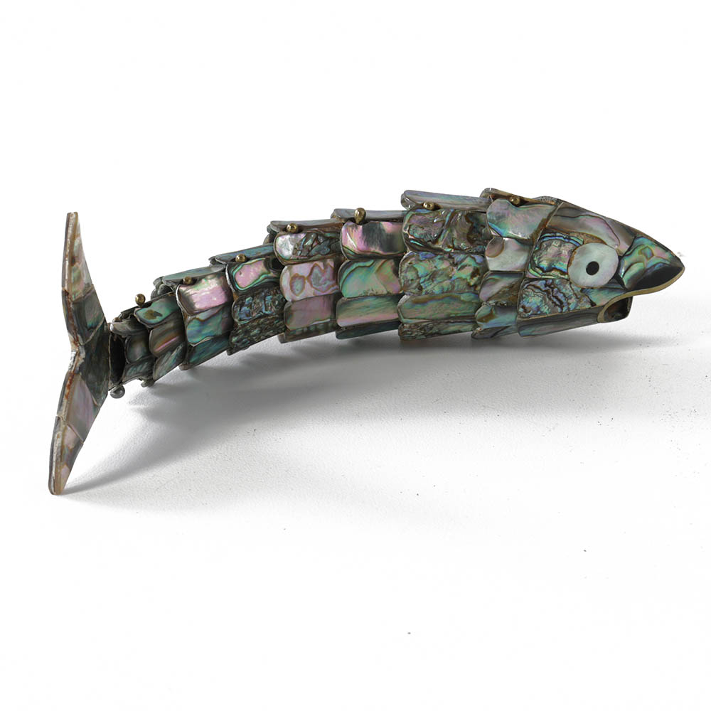 Vintage 1960's Abalone Shell Fish Form Bottle Opener