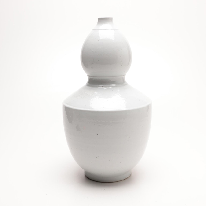 Asian Inspired White Gourd Vase