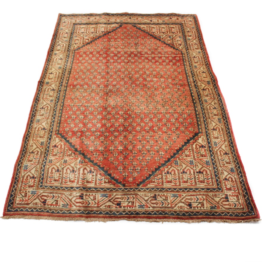 Semi-Antique Hand-Knotted Persian Mir Serabend Area Rug