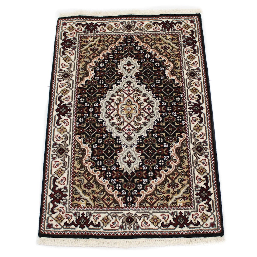 Fine Hand-Knotted Indo-Persian Tabriz Silk Blend Accent Rug