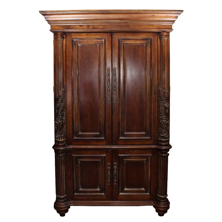 Hooker Furniture Carved Armoire and Entertainment Cabinet