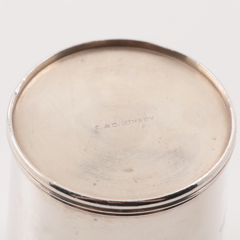Dated 1858 E & D. Kinsey Sterling Silver Mint Julep Cup