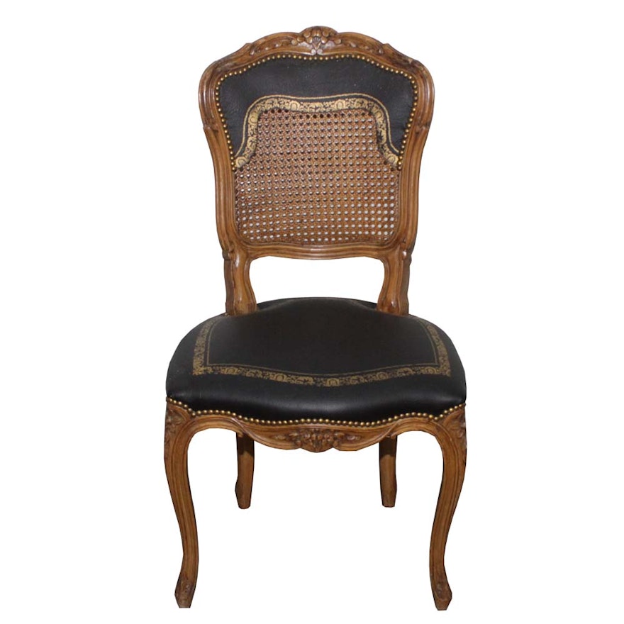 Queen Anne Style Leather Seat and Back Chair