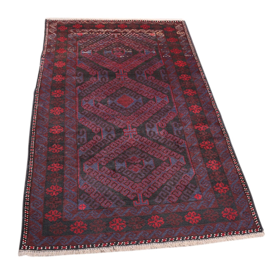 Hand-Knotted Pakistani Baluch Wool Rug