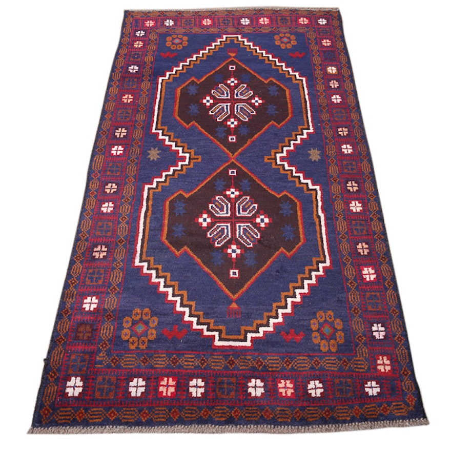 Hand-Knotted Pakistani Baluch Wool Area Rug