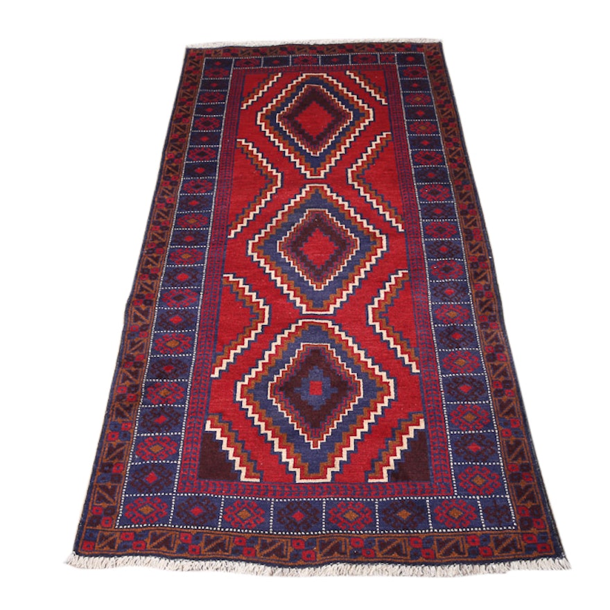 Hand-Knotted Pakistani Baluch Wool Area Rug