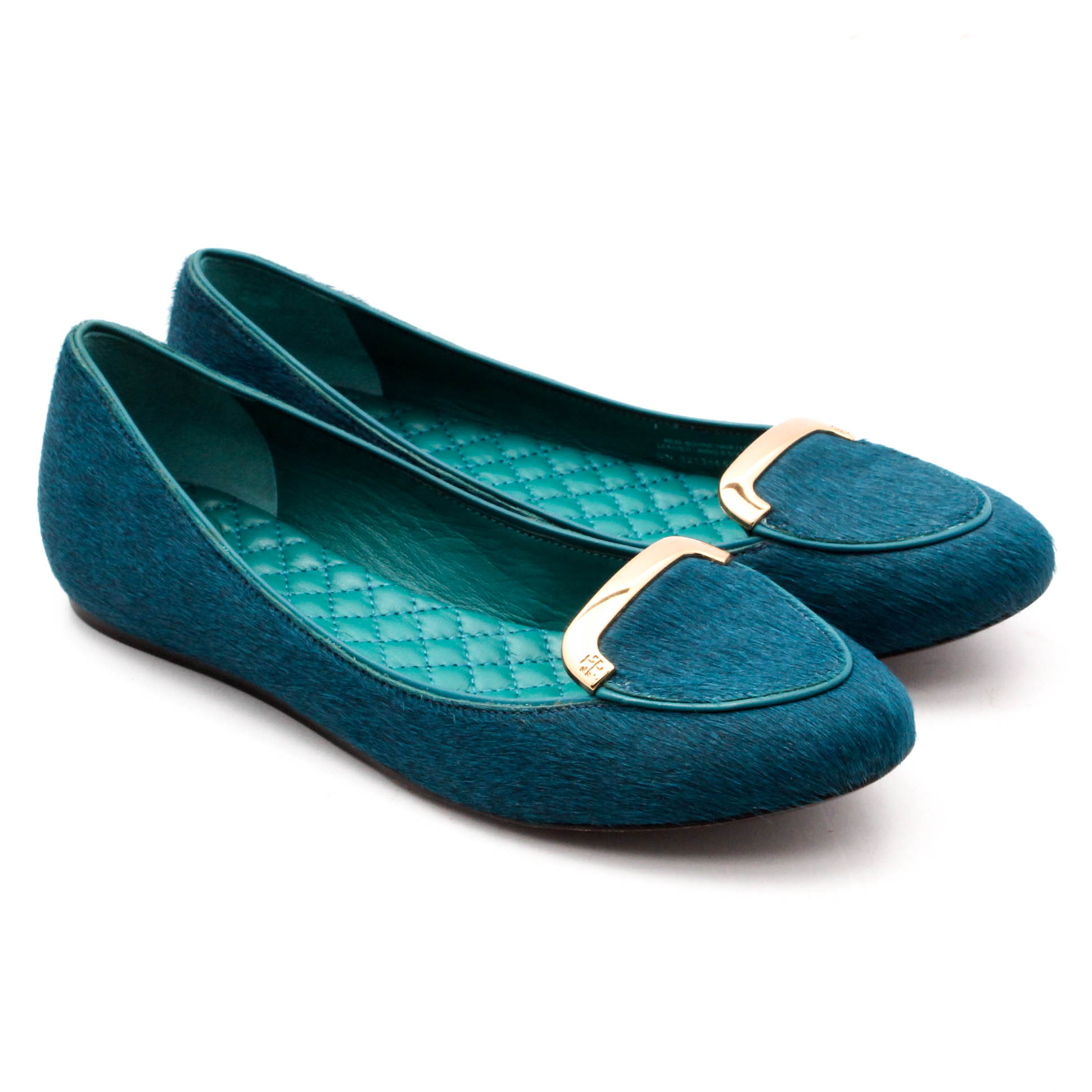 Women's Tory Burch Jess Teal Dyed Calf Hair Flats