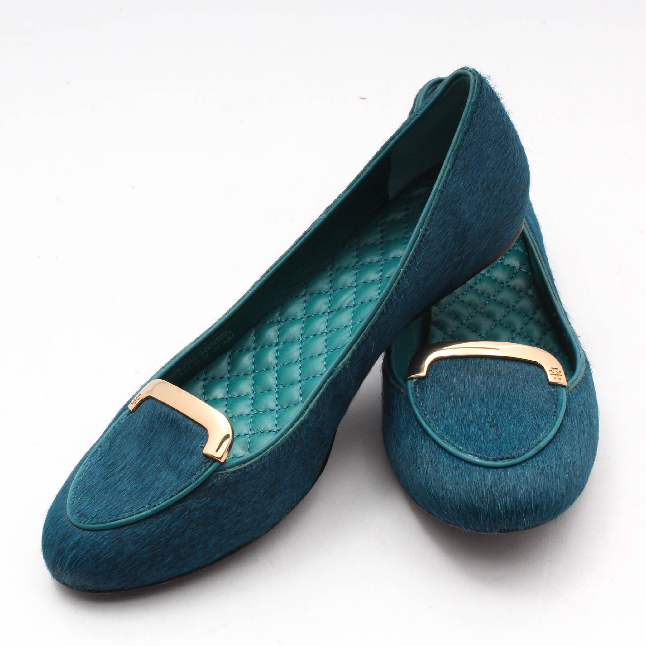 Women's Tory Burch Jess Teal Dyed Calf Hair Flats