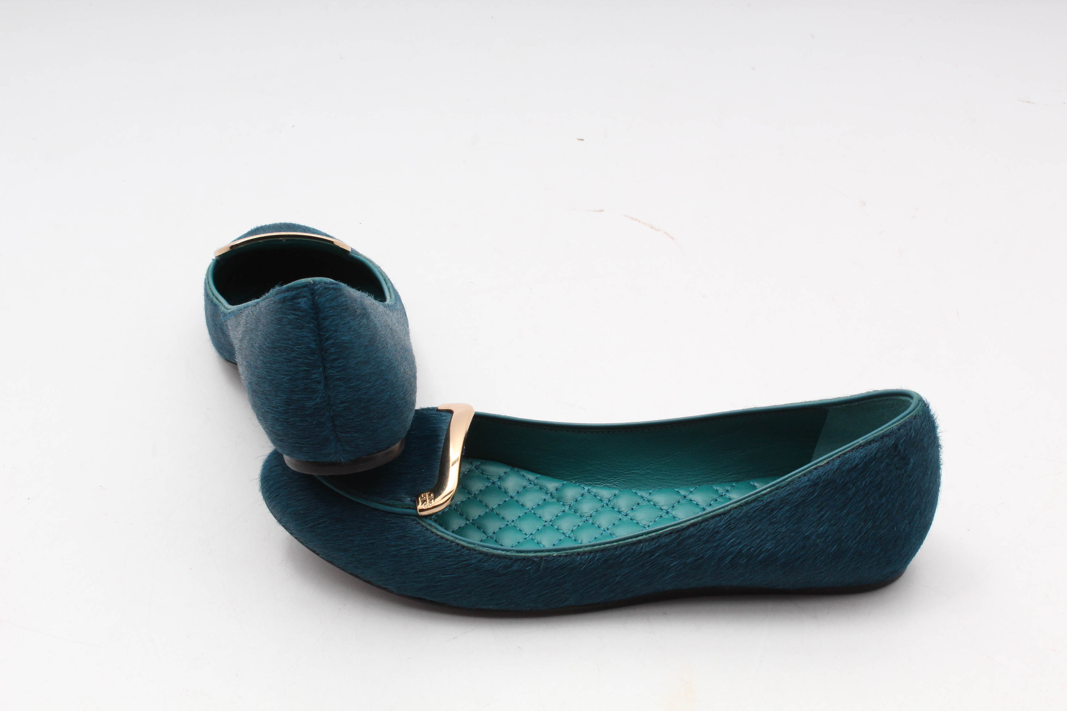 Women's Tory Burch Jess Teal Dyed Calf Hair Flats