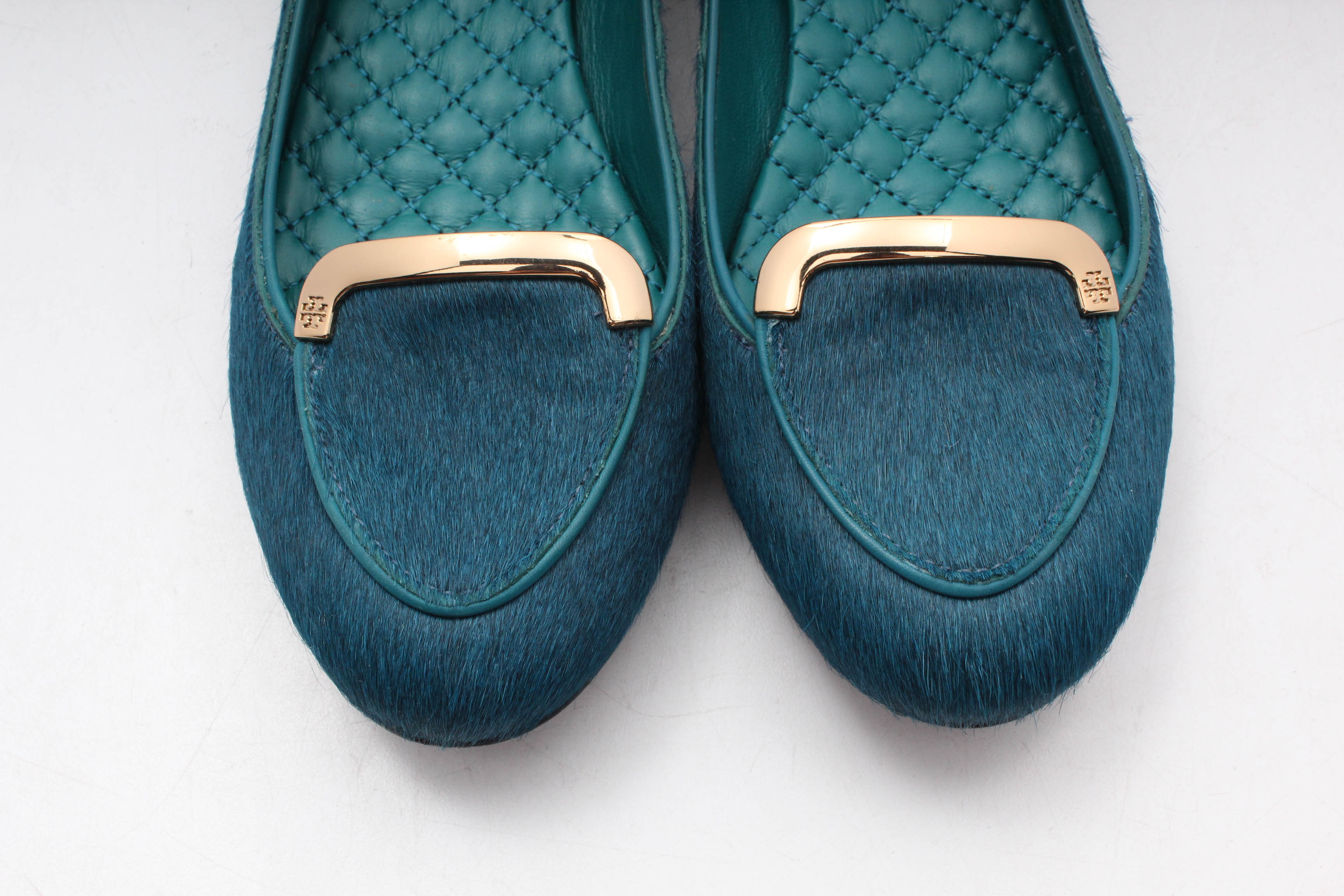 Women's Tory Burch Jess Teal Dyed Calf Hair Flats
