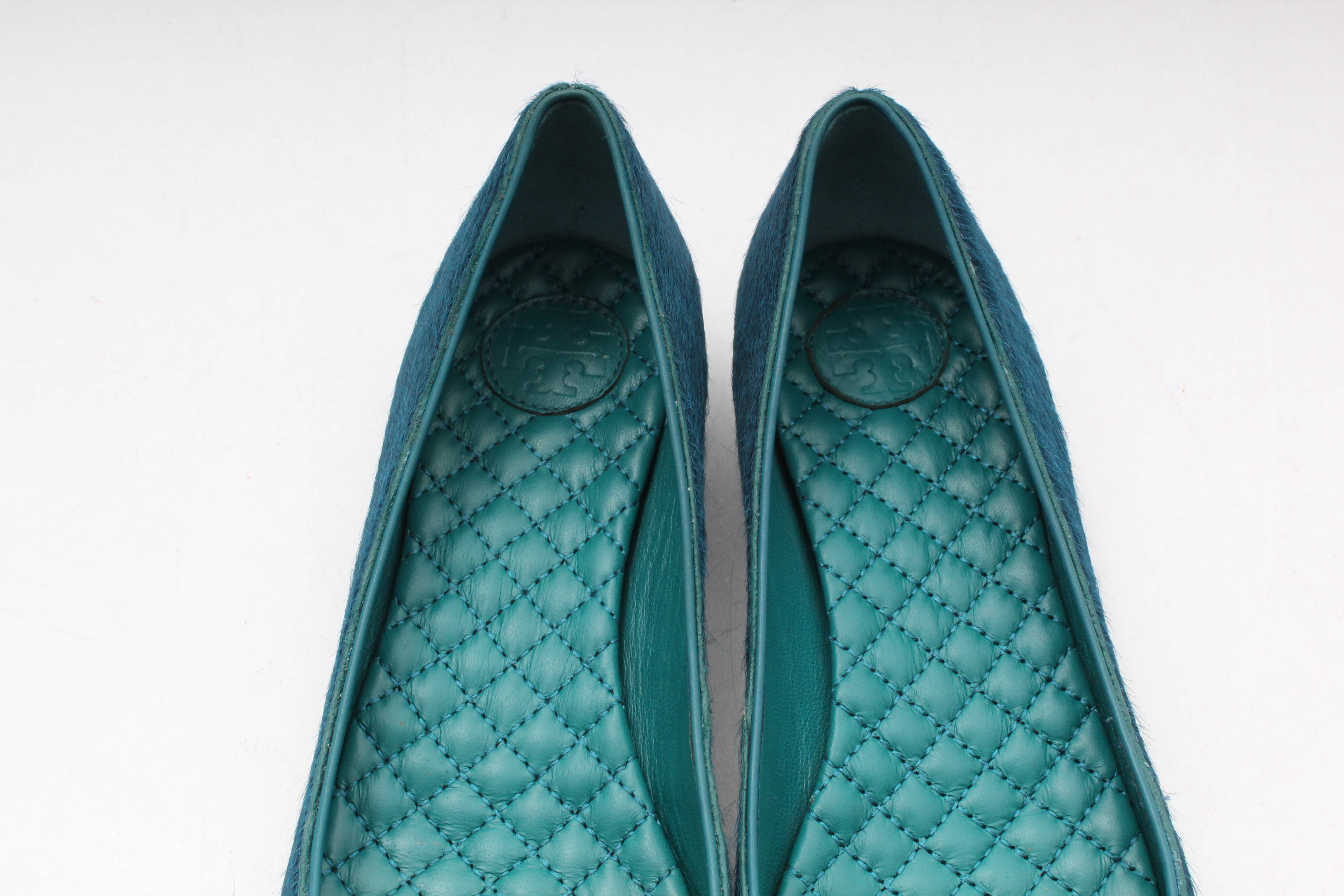 Women's Tory Burch Jess Teal Dyed Calf Hair Flats