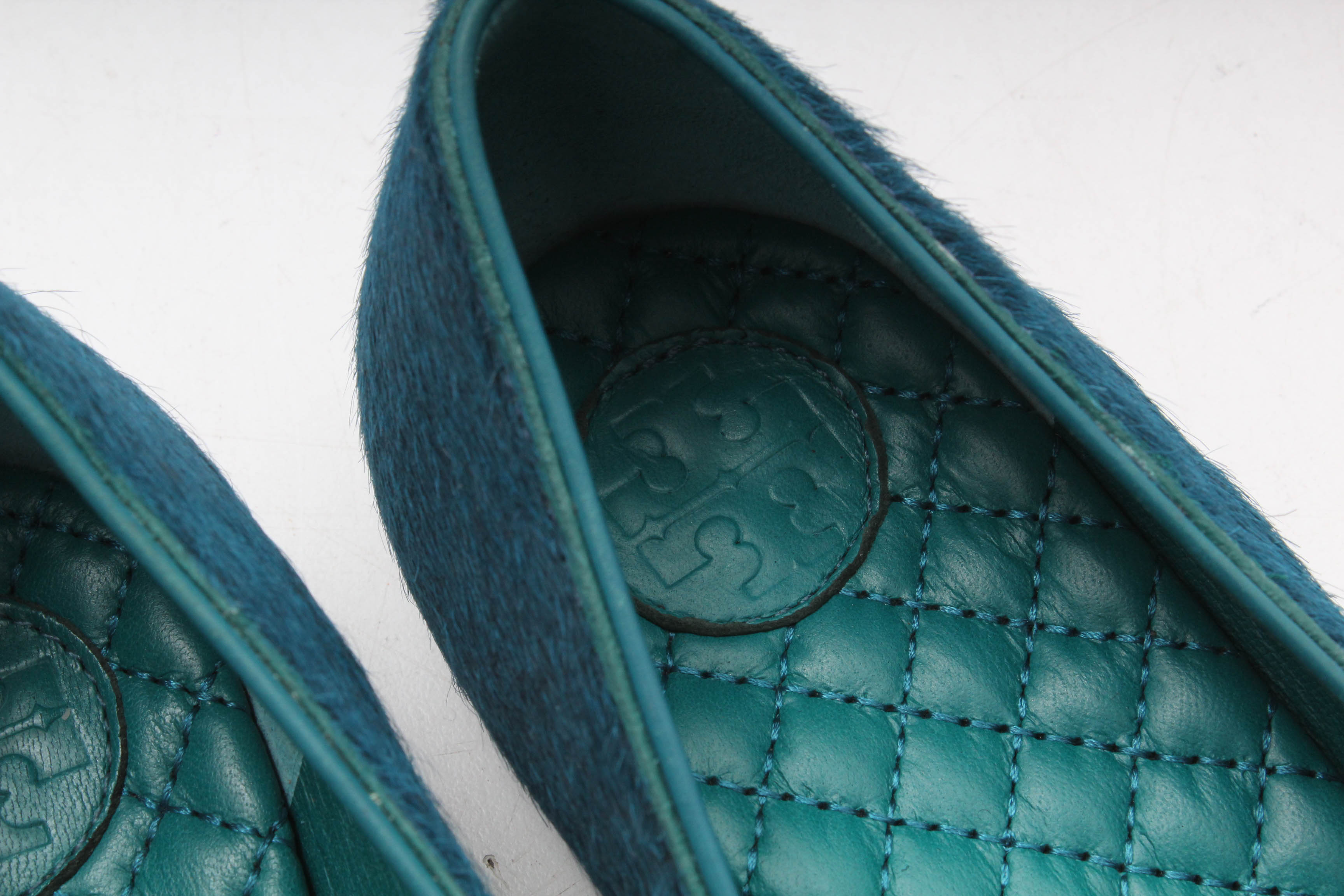 Women's Tory Burch Jess Teal Dyed Calf Hair Flats