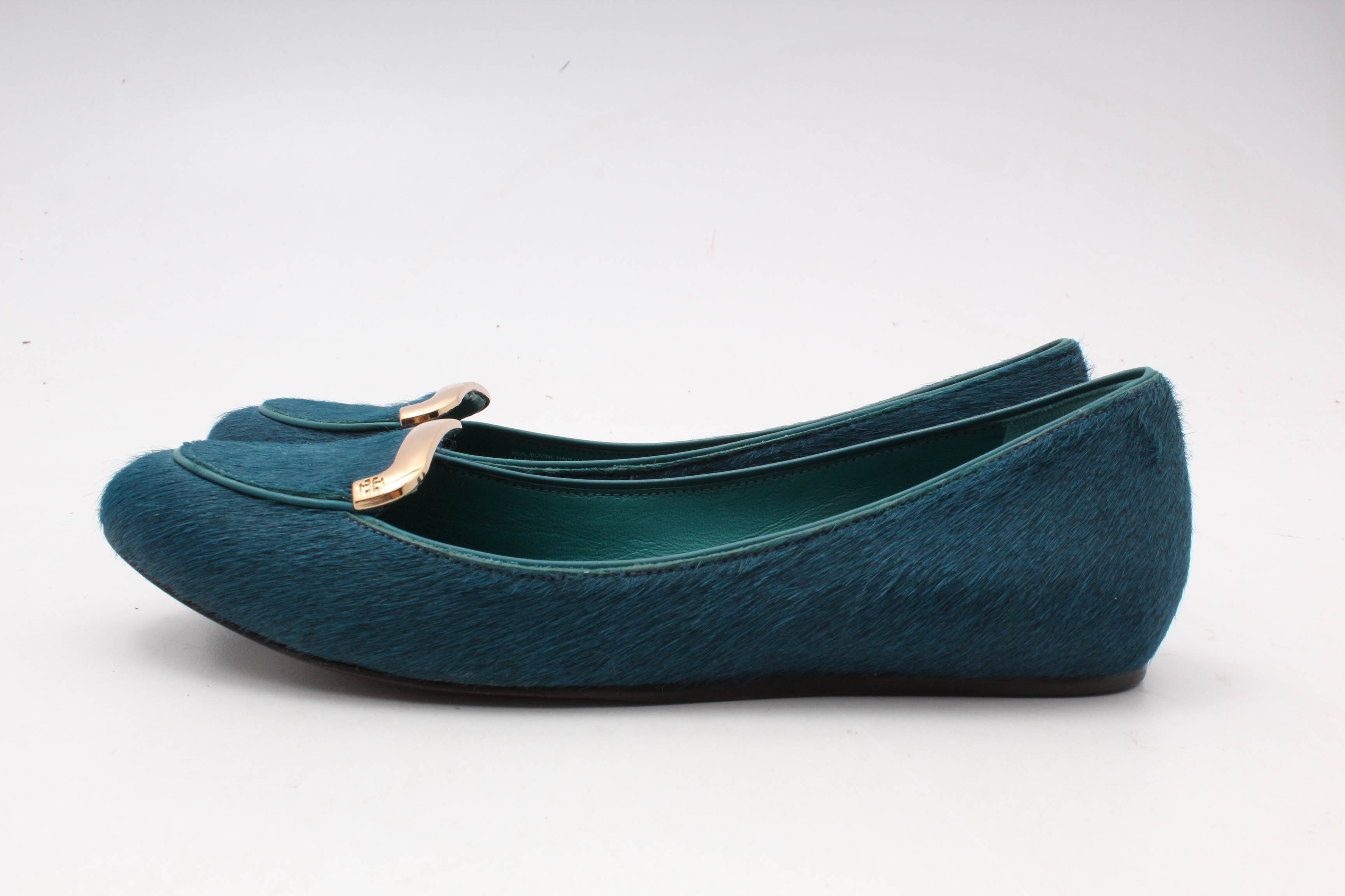 Women's Tory Burch Jess Teal Dyed Calf Hair Flats