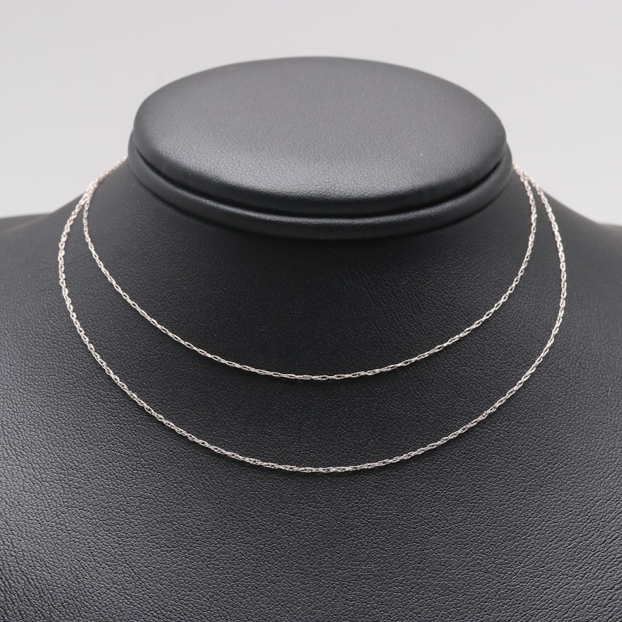 14K White Gold Loose Rope Chain Necklace