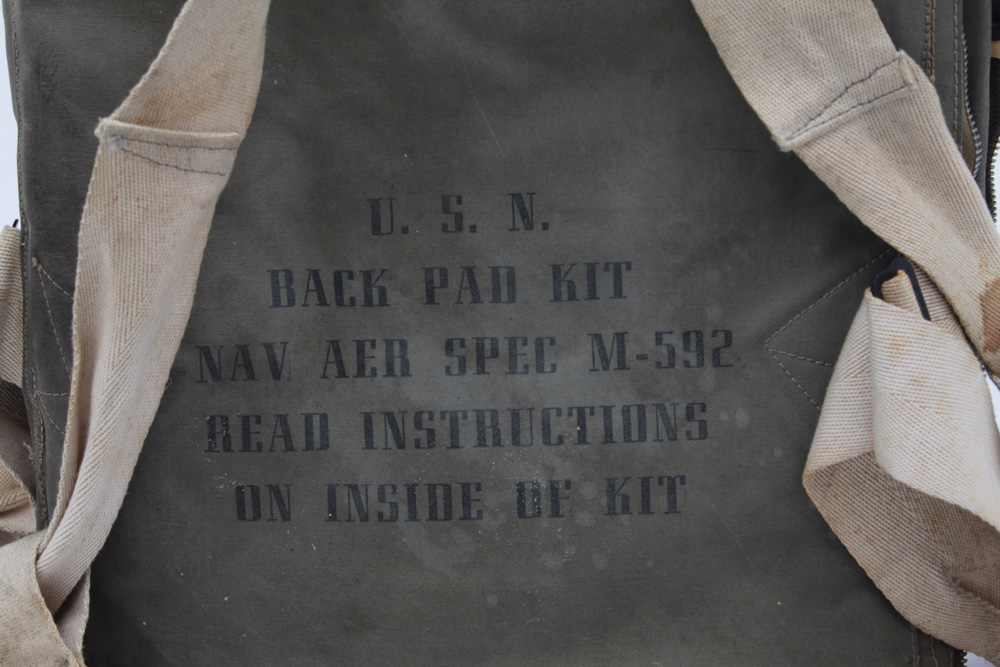 World War II U.S. Navy Parachute Back Pad and Emergency Kit