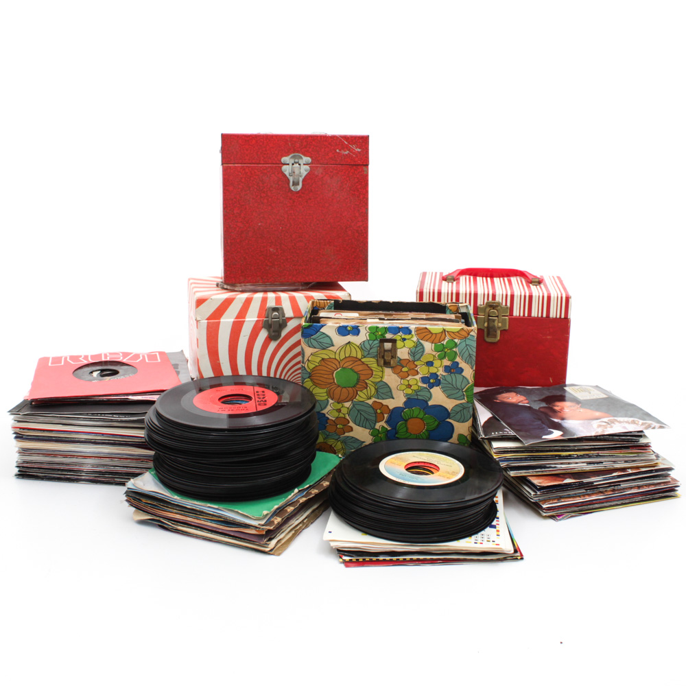 Vintage 45 RPM Records Featuring Elton John, Dean Martin, Dolly Parton