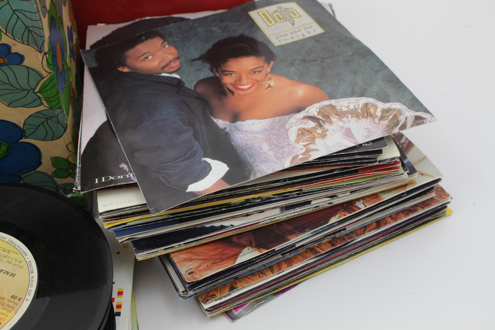 Vintage 45 RPM Records Featuring Elton John, Dean Martin, Dolly Parton