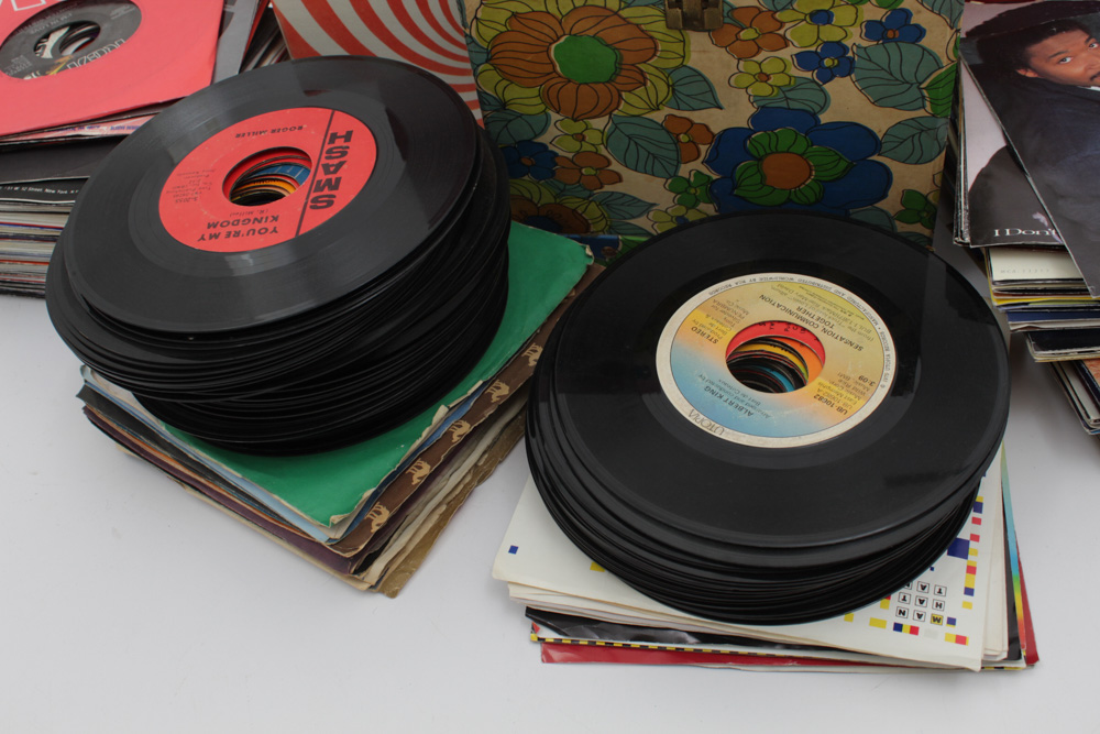 Vintage 45 RPM Records Featuring Elton John, Dean Martin, Dolly Parton