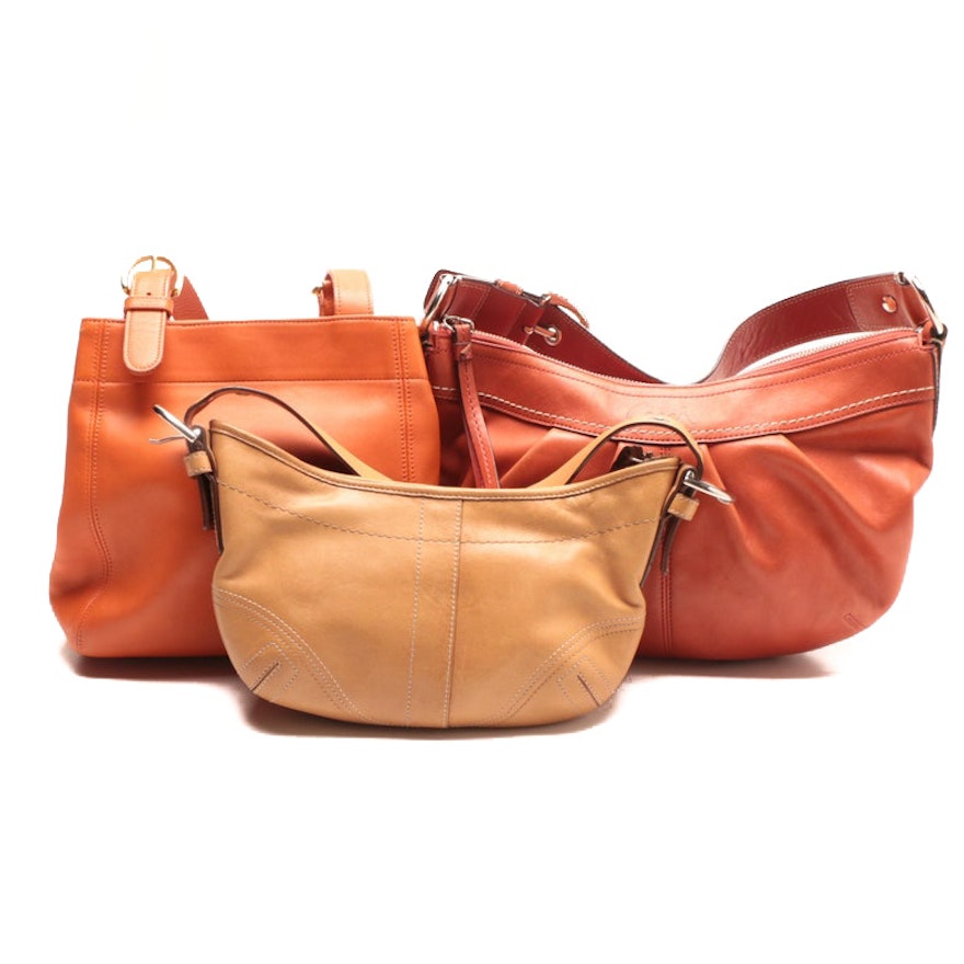 Coach Orange Waverly Soho Shopper and Soho Hobo Handbags
