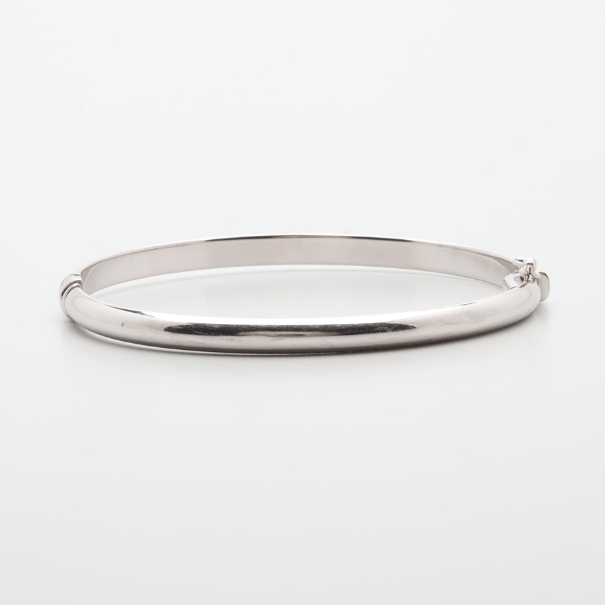 14K White Gold Hinged Bangle Bracelet