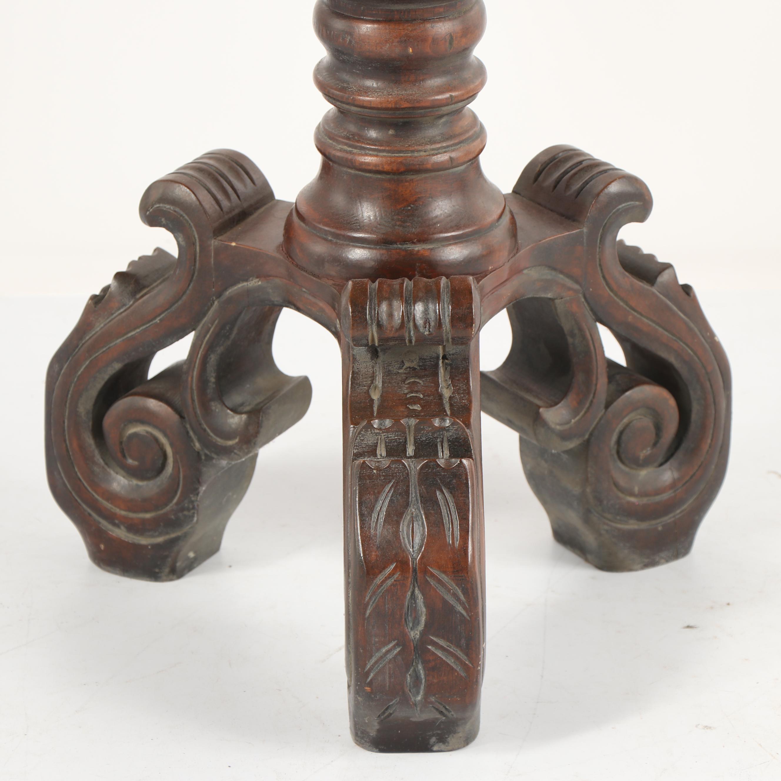 Pedestal Accent Table with Carved Feet