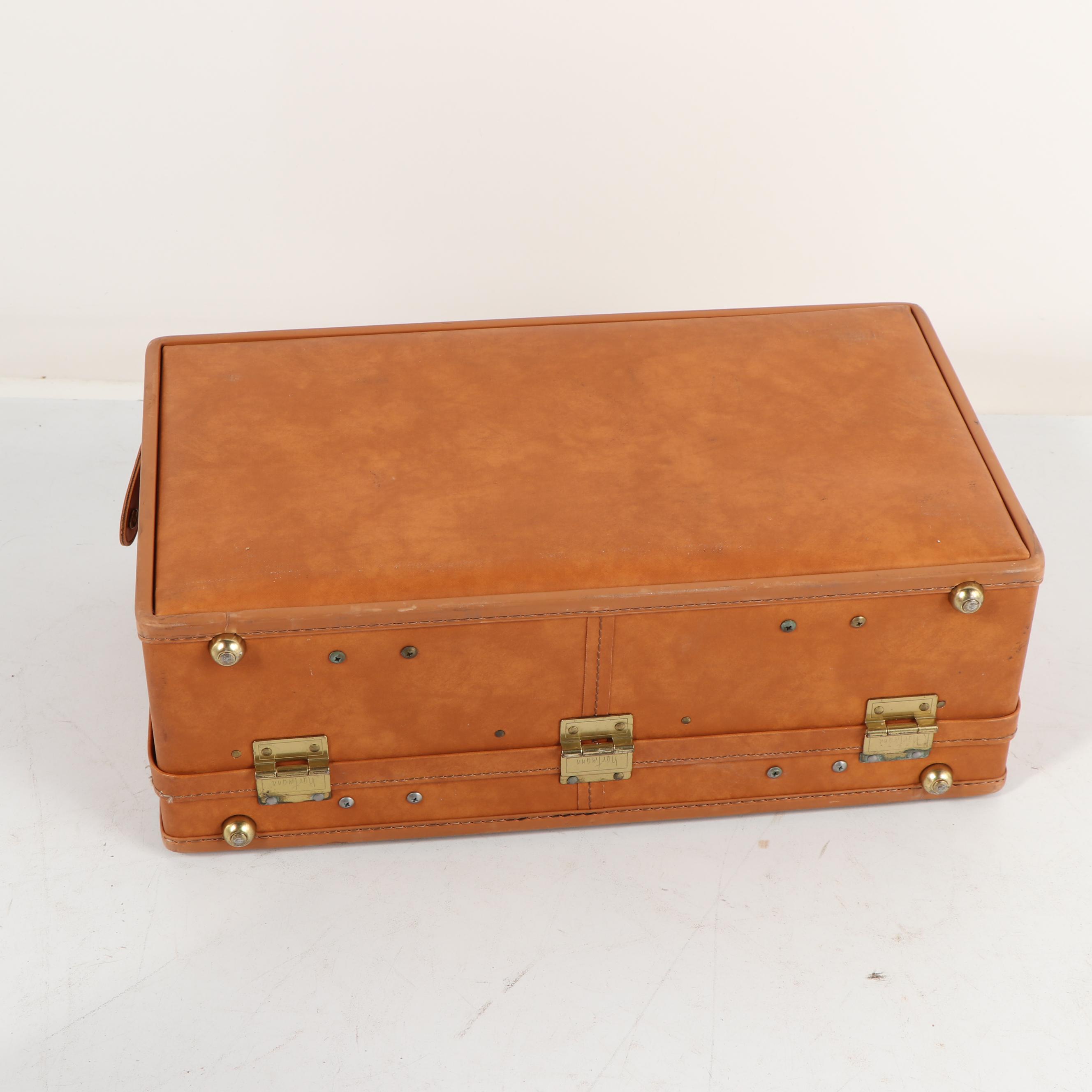 Vintage Hartmann Luggage Tan Leather Hardtop Suitcases