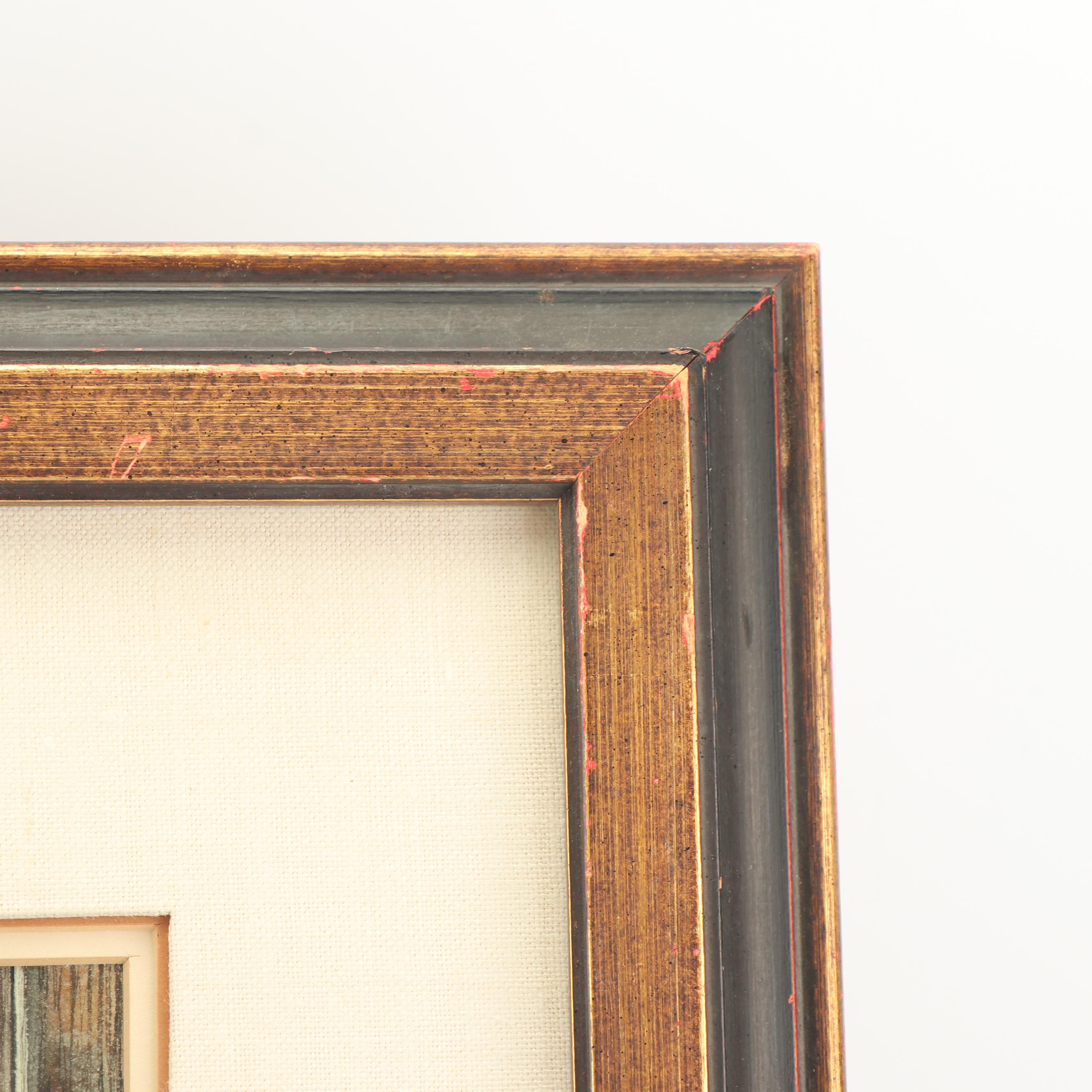 1967 Watercolor and Gouache Painting of Barn Door