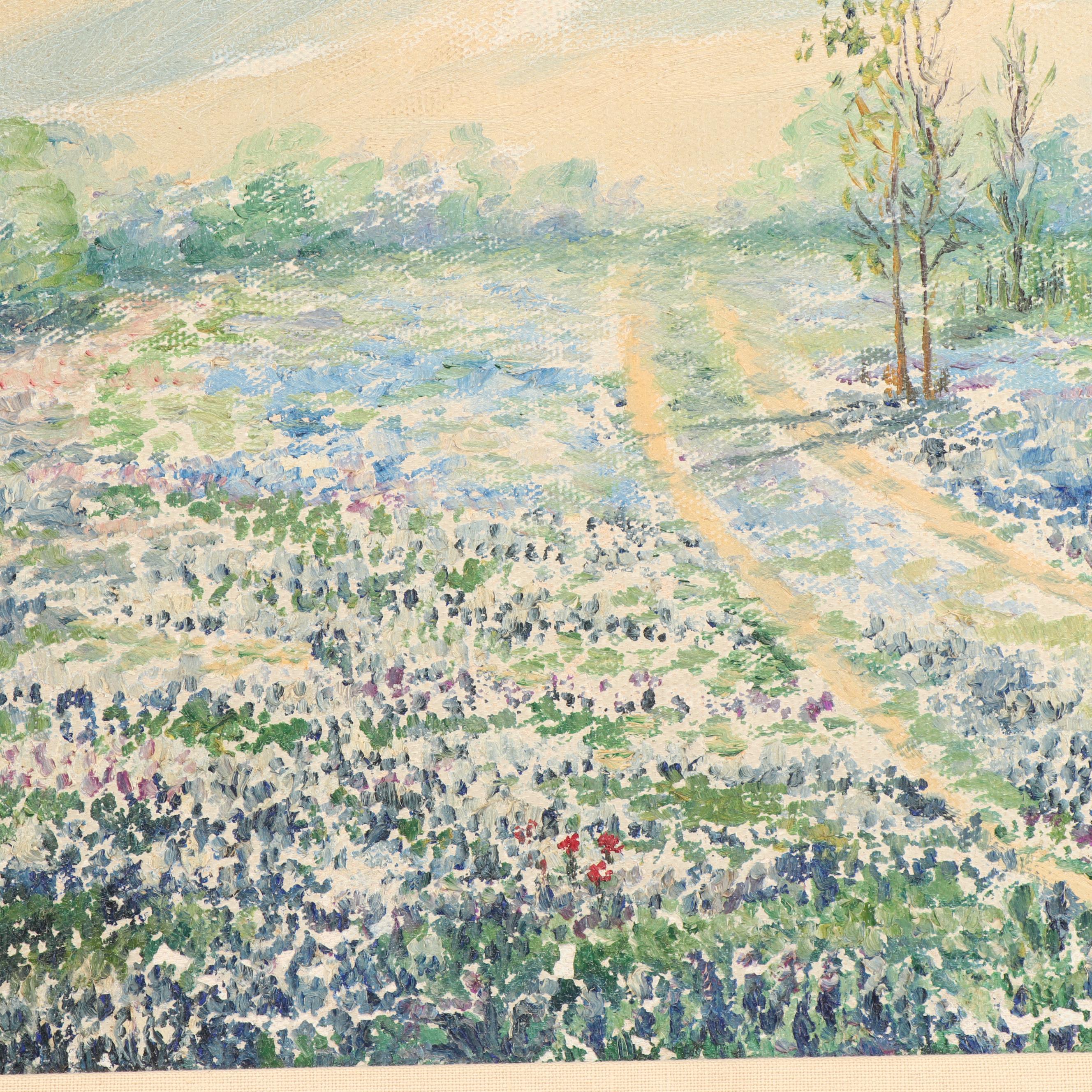 Landscape Oil Painting of Bluebonnets