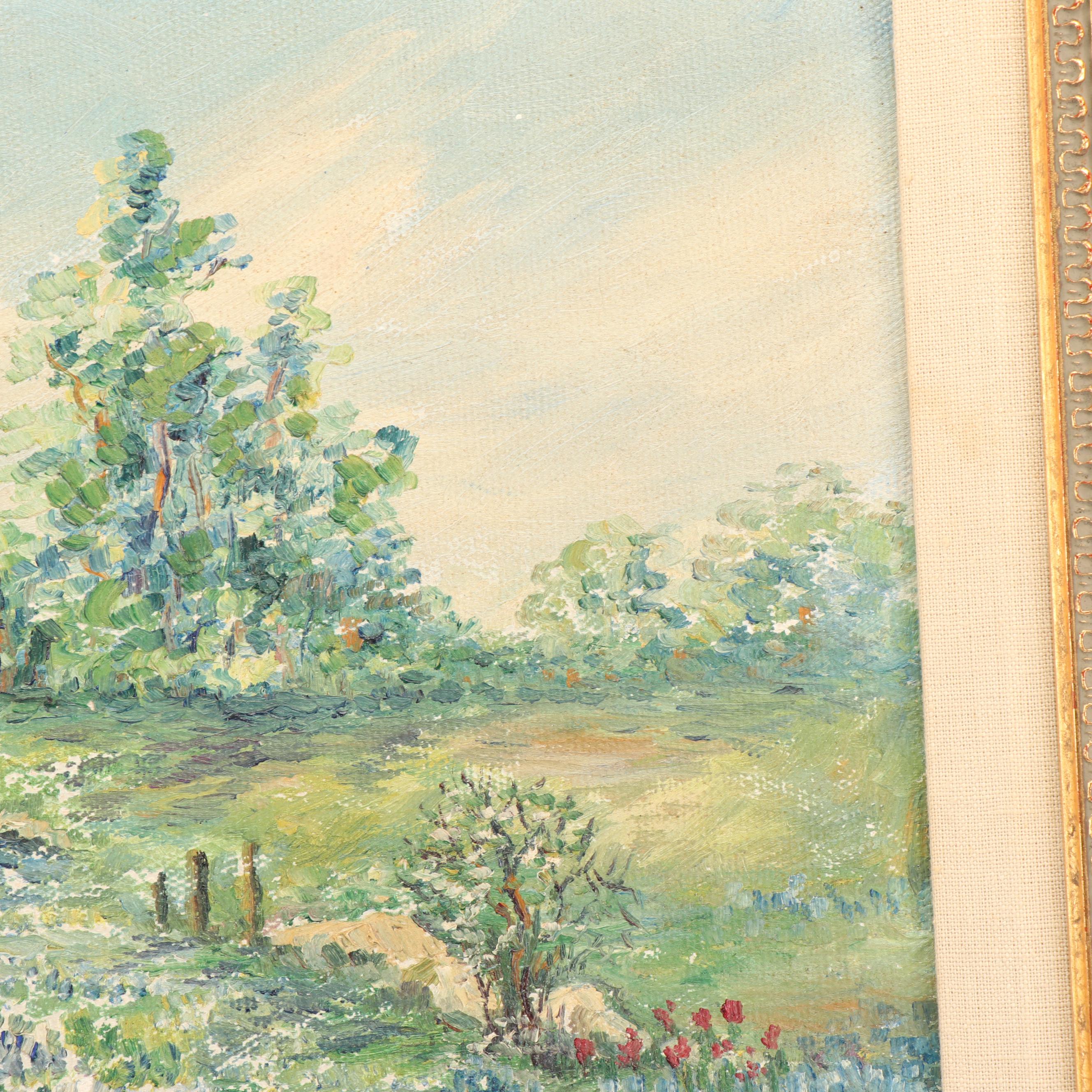 Landscape Oil Painting of Bluebonnets