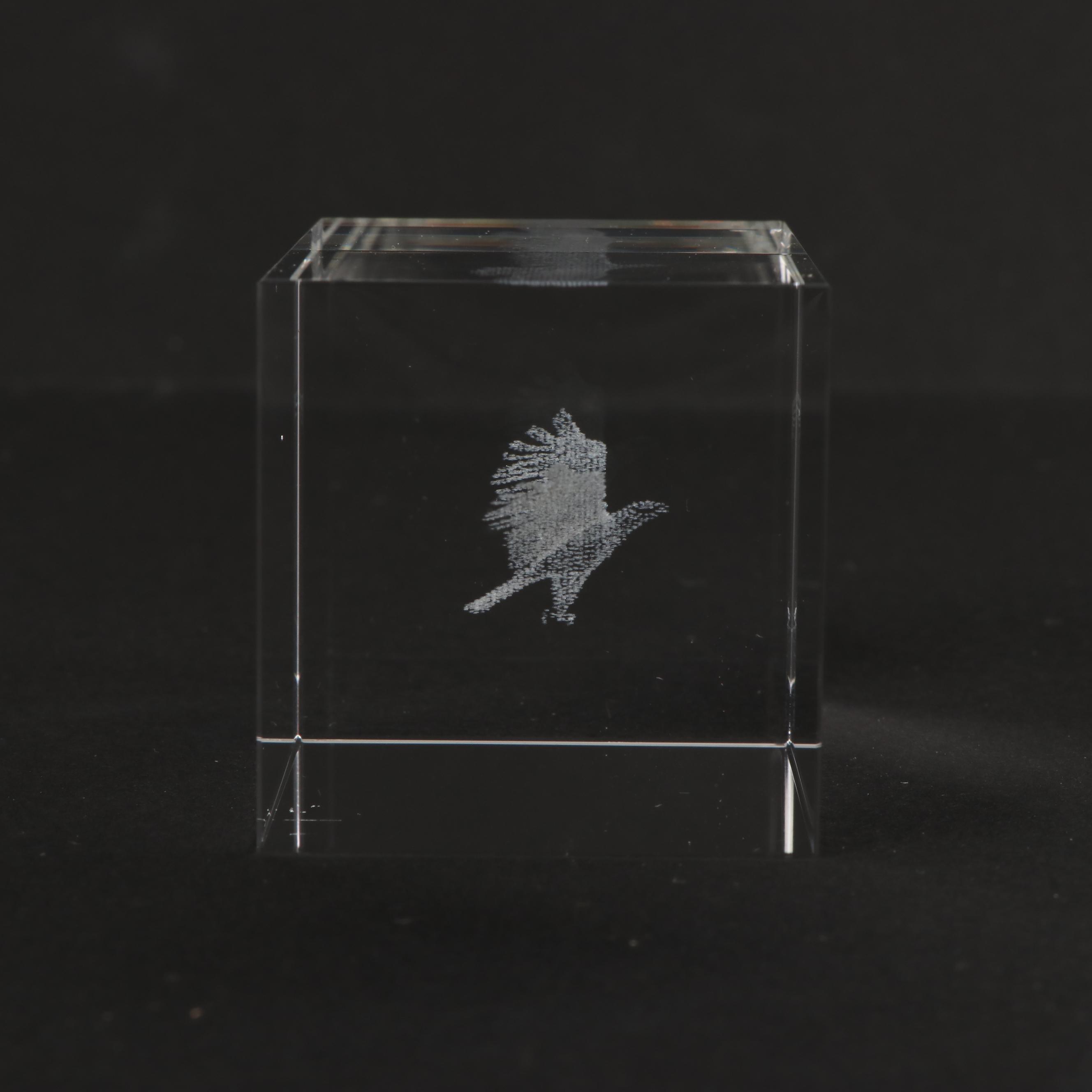 Laser Etched Flying Eagle Crystal Paperweight