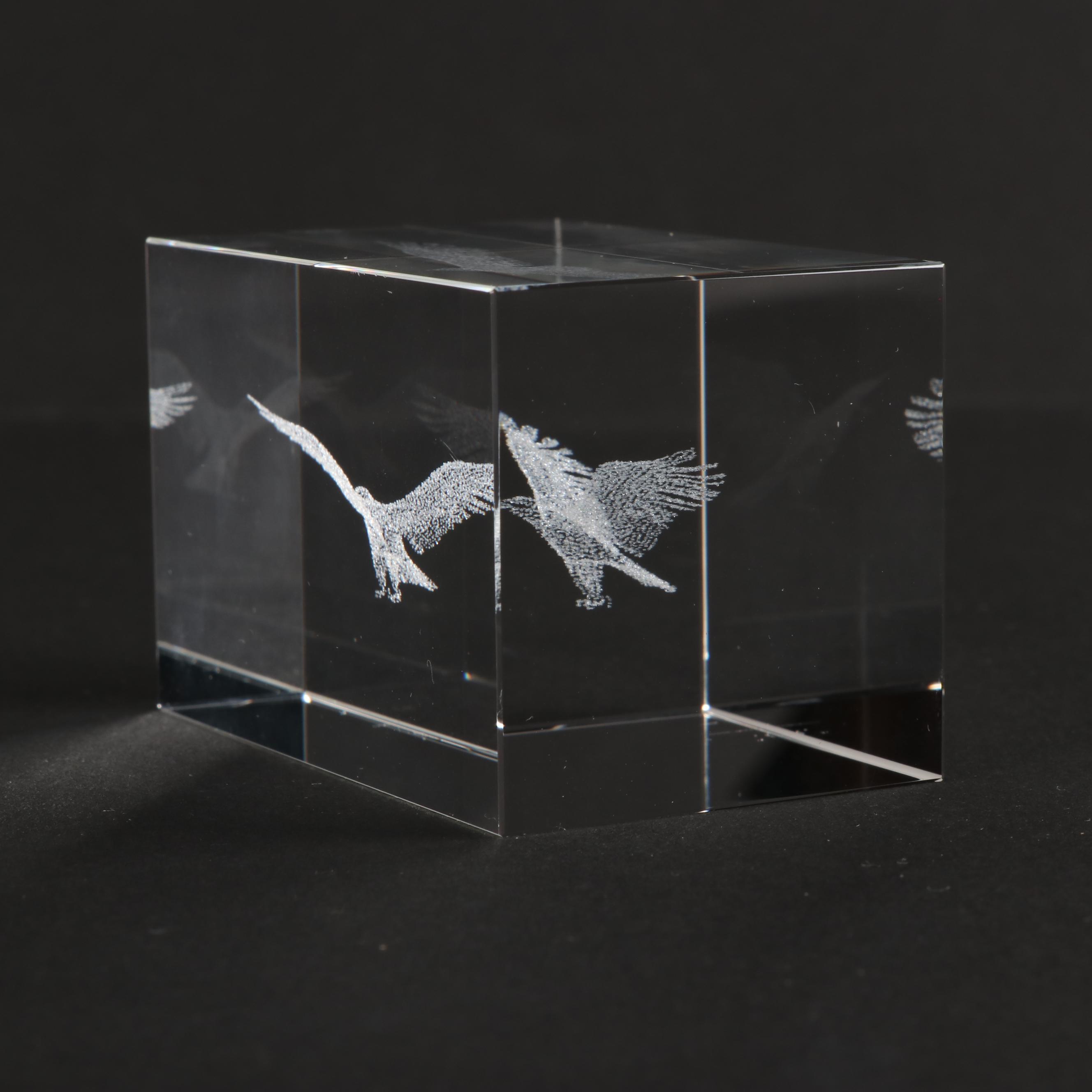 Laser Etched Flying Eagle Crystal Paperweight