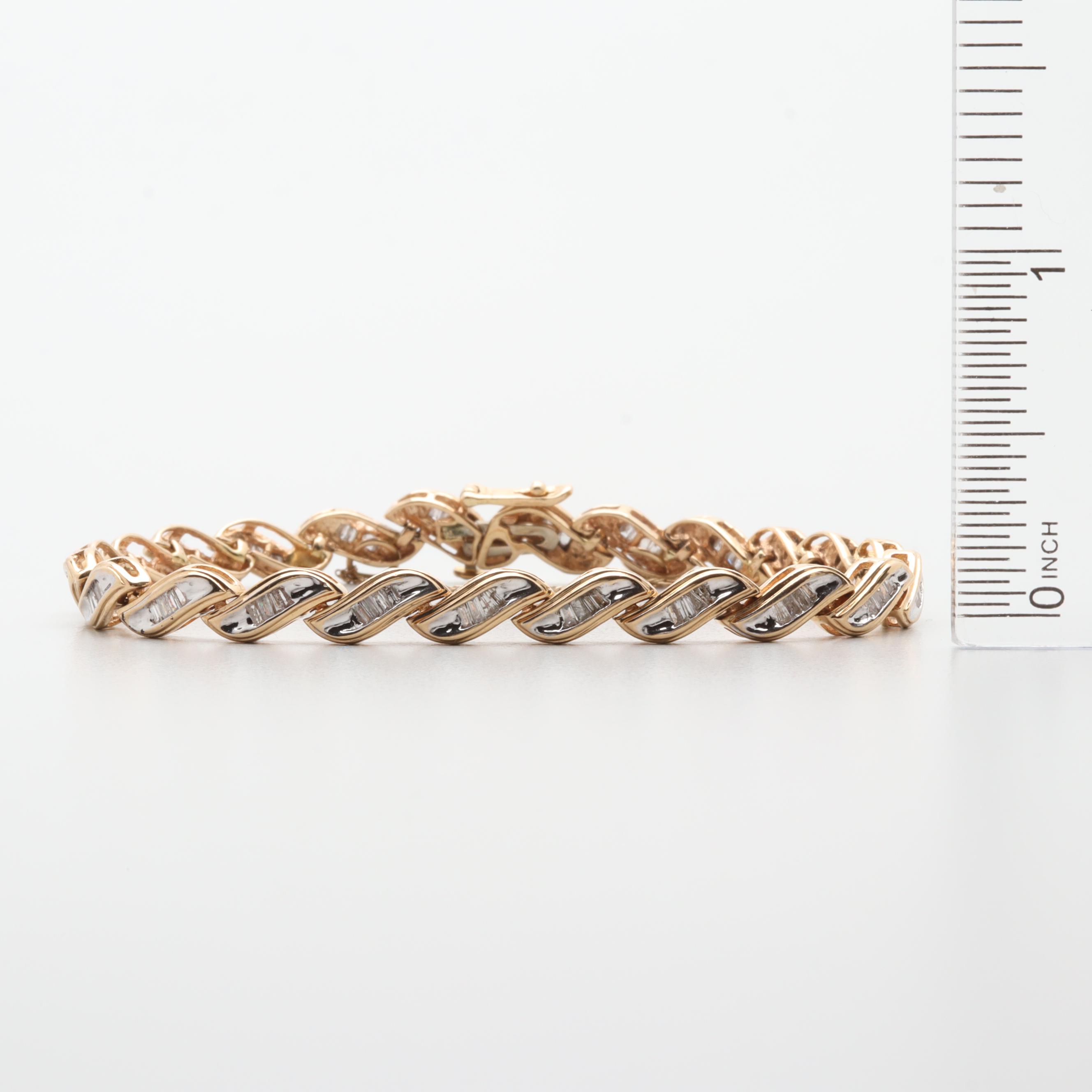 14K Yellow Gold Diamond Link Bracelet