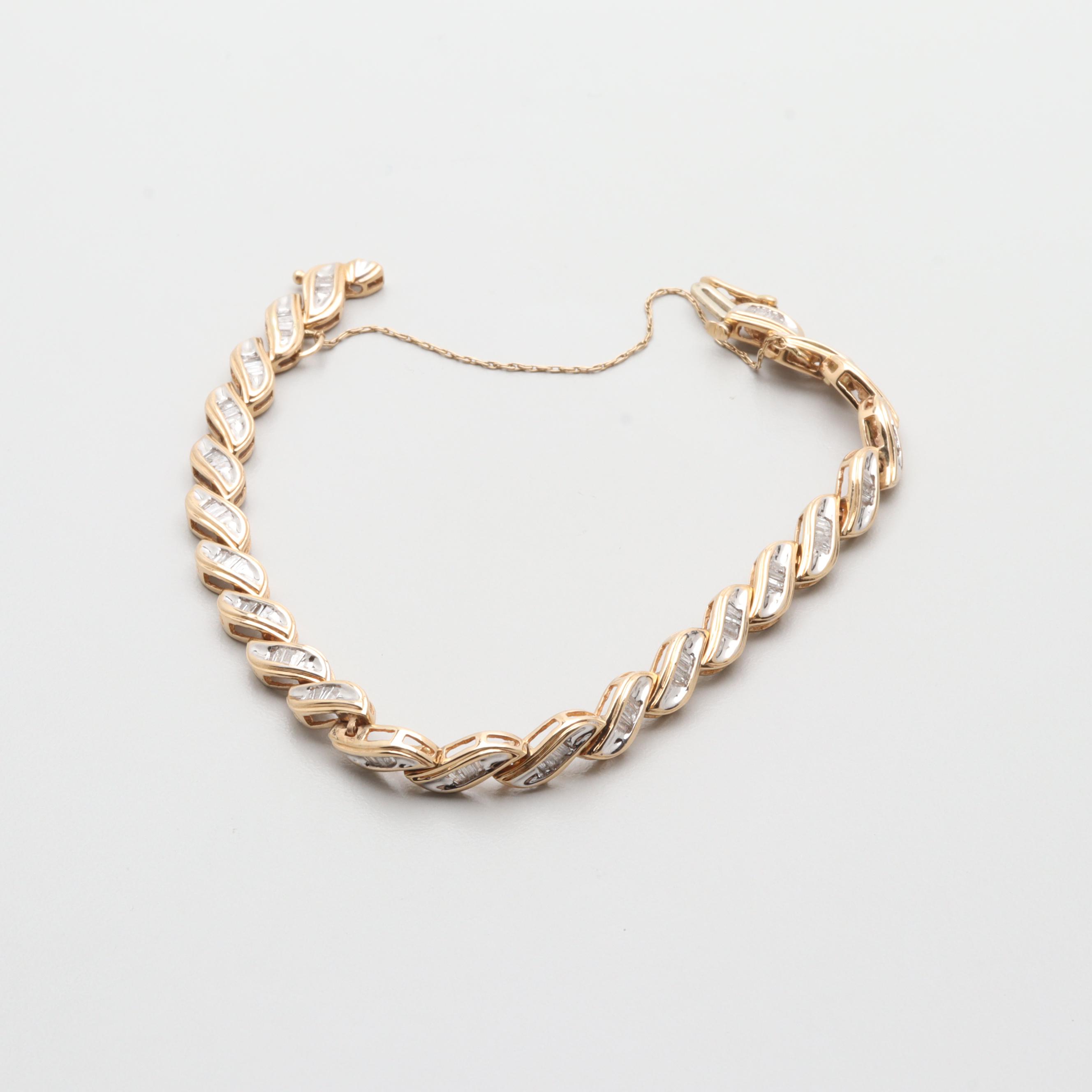 14K Yellow Gold Diamond Link Bracelet