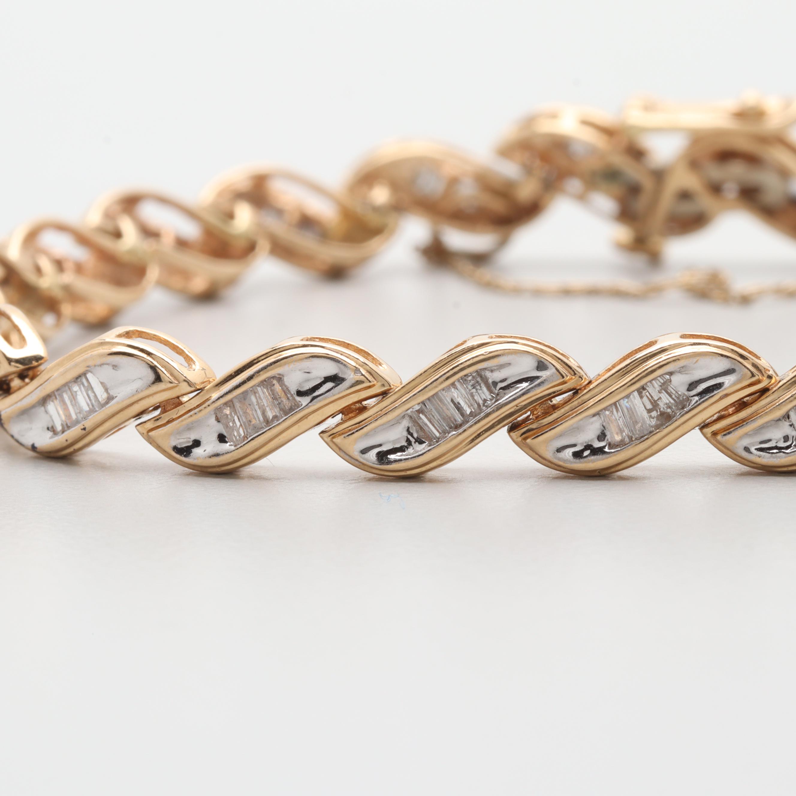 14K Yellow Gold Diamond Link Bracelet