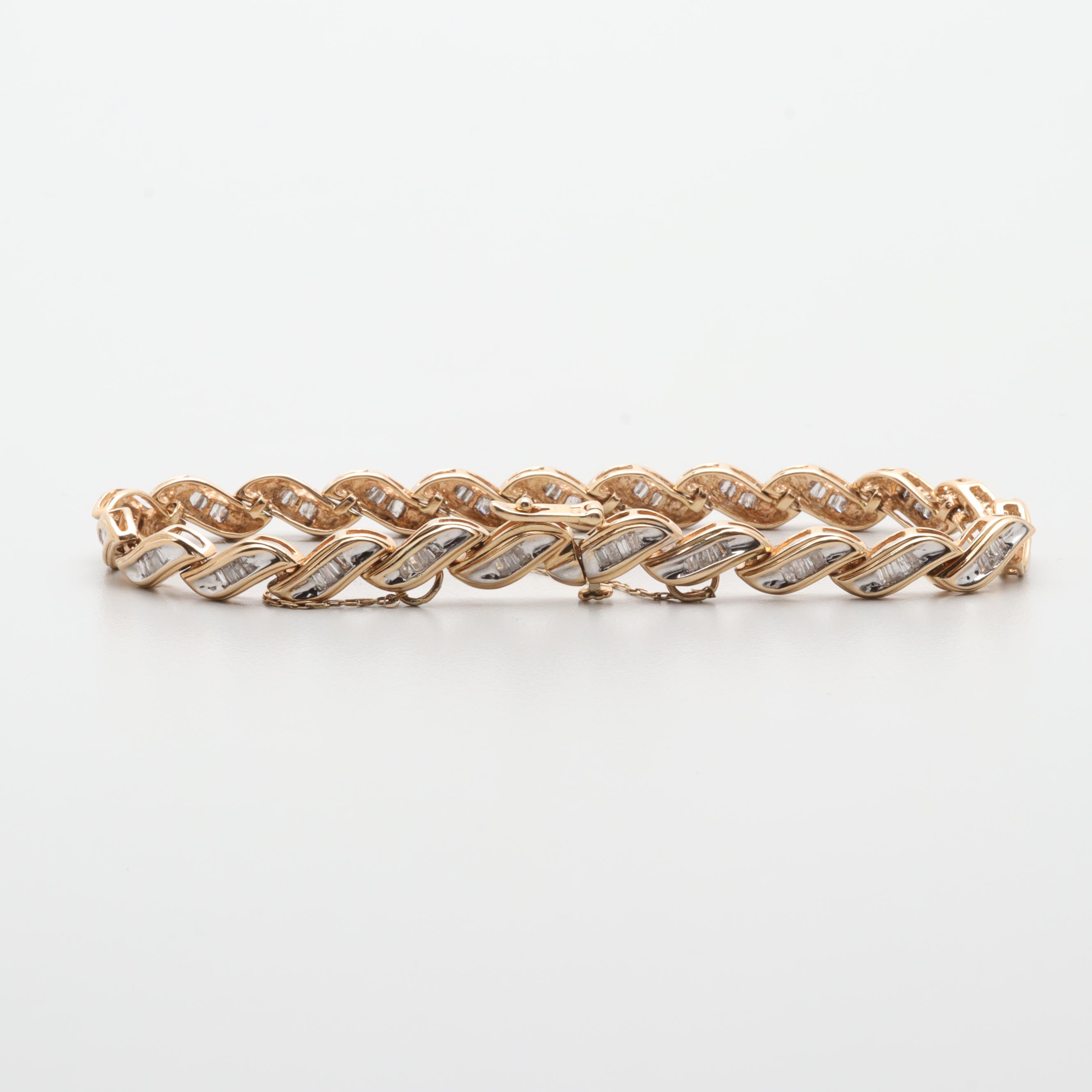 14K Yellow Gold Diamond Link Bracelet