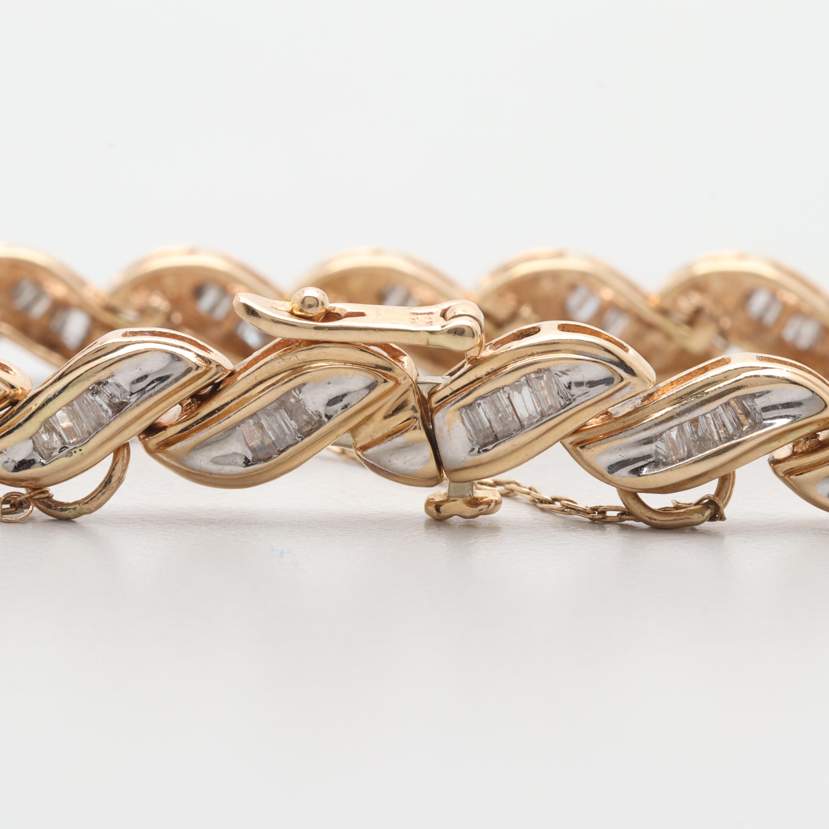 14K Yellow Gold Diamond Link Bracelet